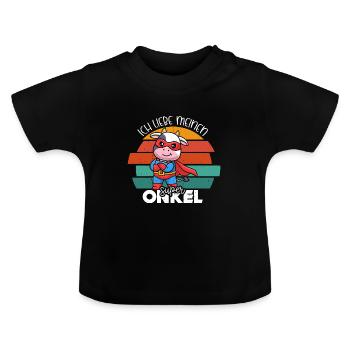 Ich Liebe Meinen Super-Onkel Geschenkidee Onkel - Baby Bio-T-Shirt mit Rundhals - Schwarz - Vorne