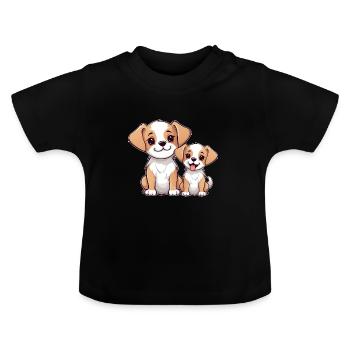 Süße kleine Hunde Welpe Kind Baby Geschenk Hund - Baby Bio-T-Shirt mit Rundhals - Schwarz - Vorne