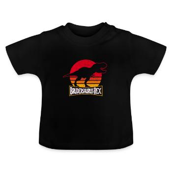 Brudersaurus Rex Big Brother Dinosaur Dino - Baby Organic T-Shirt with Round Neck - black - Front