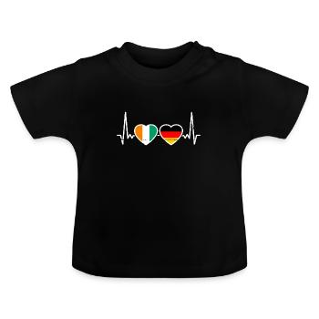 Elfenbeinküste Deutschland Herzschlag Flagge - Baby Bio-T-Shirt mit Rundhals - Schwarz - Vorne