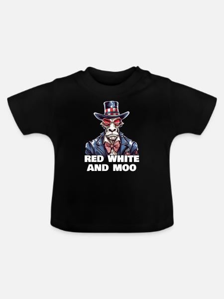 Rot Weiß Und Muh - Baby Bio-T-Shirt mit Rundhals - Schwarz