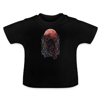 Eule im Blutmond - Baby Bio-T-Shirt mit Rundhals - Schwarz - Vorne