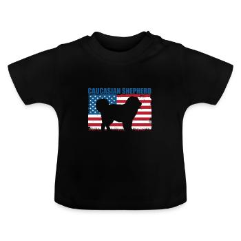 Chien de berger du Caucase Ovcharka - T-shirt bio col rond Bébé - noir - Devant