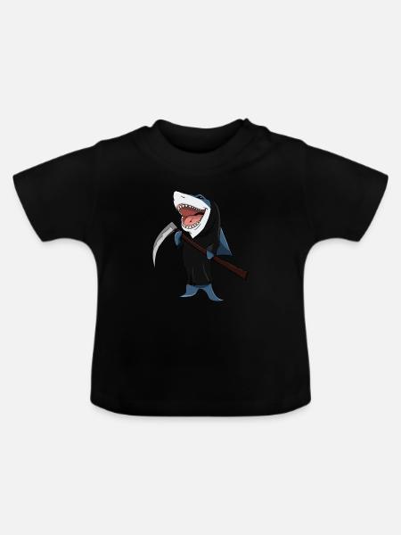 Vater Hai - Baby Bio-T-Shirt mit Rundhals - Schwarz