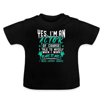 acteur - T-shirt bio col rond Bébé - noir - Devant