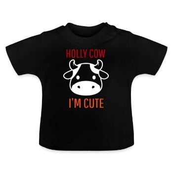 Baby I m Cute Ich bin niedlich Cow Kuh - Baby Bio-T-Shirt mit Rundhals - Schwarz - Vorne