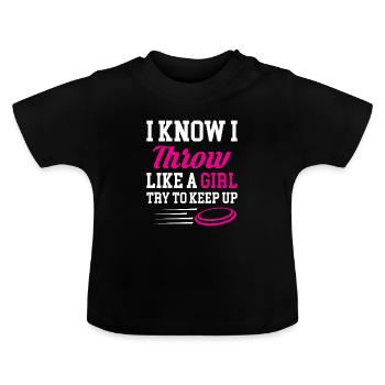 Je sais que je jette comme une fille cadeau Cornhole Shirt - T-shirt bio col rond Bébé - noir - Devant