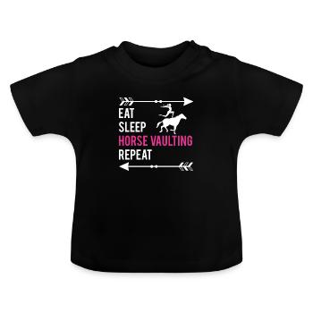 Manger Dormir Cheval Voûte Répéter Voltagieren - T-shirt bio col rond Bébé - noir - Devant