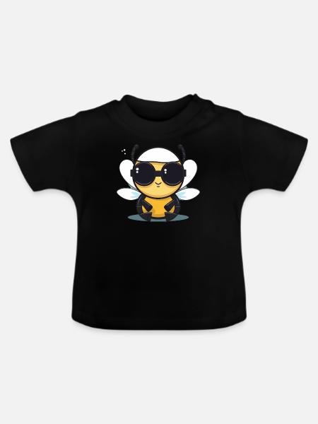 Biene Sonnenbrille Brummer Honigbiene - Baby Bio-T-Shirt mit Rundhals - Schwarz