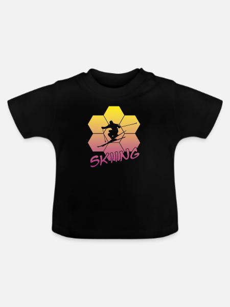 Skifahren, Skiing, Ski - Baby Bio-T-Shirt mit Rundhals - Schwarz
