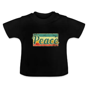 Paix - T-shirt bio col rond Bébé - noir - Devant