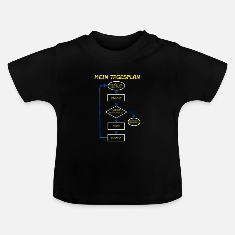 Mon plan du jour Plongeur Scuba Drôle Safari de plongée - T-shirt bio col rond Bébé - noir