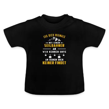 Seilbahn Gondel Bergbahn Lustig Berge Gebirge - Baby Bio-T-Shirt mit Rundhals - Schwarz - Vorne