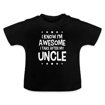 Cadeau bébé oncle oncle oncle brorson neveu - T-shirt bio col rond Bébé - noir - Devant