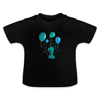 Premier anniversaire 1 an cadeau bébé chemise - T-shirt bio col rond Bébé - noir - Devant