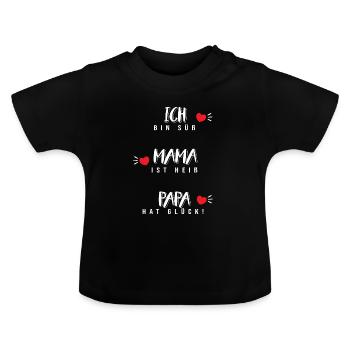 Lustiger Baby-Strampler Babykleidung Geschenk - Baby Bio-T-Shirt mit Rundhals - Schwarz - Vorne