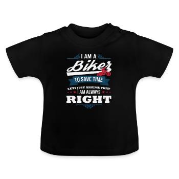 Biker - Baby Organic T-Shirt with Round Neck - black - Front