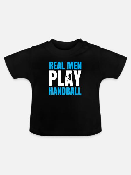 handball - Økologisk T-shirt til baby, rund hals - sort