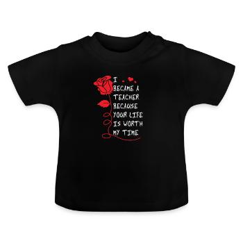 professeur - T-shirt bio col rond Bébé - noir - Devant