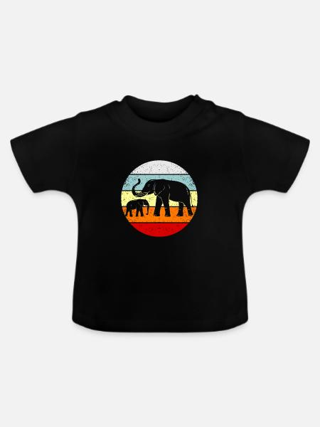 elephant - Baby Organic T-Shirt with Round Neck - black