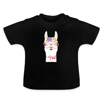 Lama - Baby Bio-T-Shirt mit Rundhals - Schwarz - Vorne