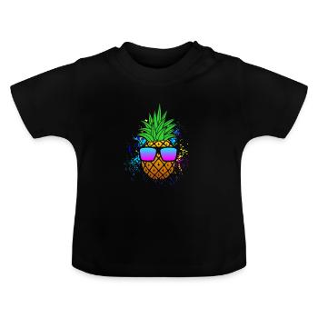 Ananas - Baby Bio-T-Shirt mit Rundhals - Schwarz - Vorne