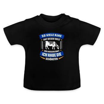 Kuh Kühe - Baby Bio-T-Shirt mit Rundhals - Schwarz - Vorne