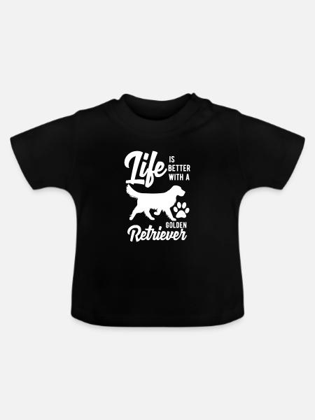 Golden Retriever - Baby Bio-T-Shirt mit Rundhals - Schwarz