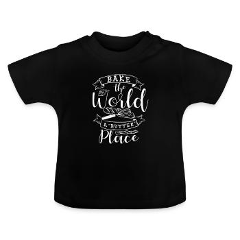 Cadeau de cuisson de cuisson Baker - T-shirt bio col rond Bébé - noir - Devant