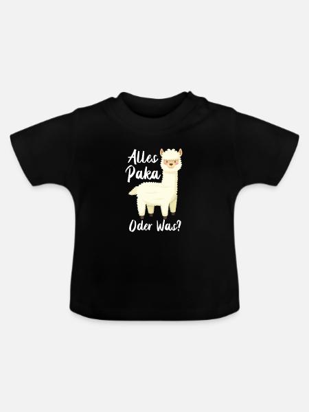 Alpaka Lama Geschenk - Baby Bio-T-Shirt mit Rundhals - Schwarz