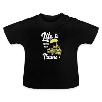 Train trains train modèle - T-shirt bio col rond Bébé - noir - Devant