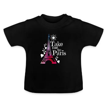 Paris - Baby Bio-T-Shirt mit Rundhals - Schwarz - Vorne