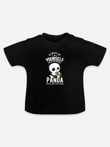 Panda - Baby Bio-T-Shirt mit Rundhals - Schwarz