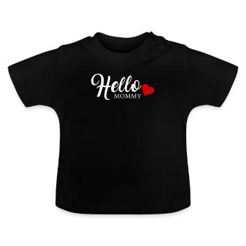 Hello Mommy Baby Kleidung Neugeborenes - Baby Bio-T-Shirt mit Rundhals - Schwarz - Vorne