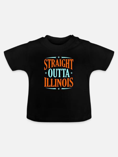 Reisen Illinois Geschenk - Baby Bio-T-Shirt mit Rundhals - Schwarz