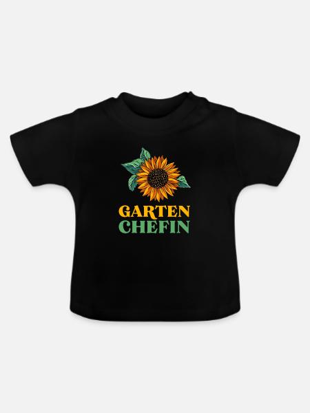 Gartenchefin Garten Geschenk - Baby Bio-T-Shirt mit Rundhals - Schwarz