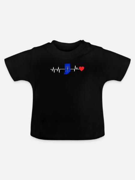 Indiana herzschlag geschenk - Baby Bio-T-Shirt mit Rundhals - Schwarz