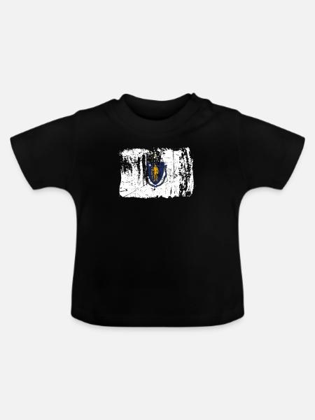 Massachusetts Reist Geschenk - Baby Bio-T-Shirt mit Rundhals - Schwarz