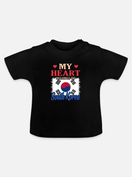 Süd Korea - Baby Bio-T-Shirt mit Rundhals - Schwarz
