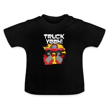 1st birthday - Baby Organic T-Shirt with Round Neck - black - Front