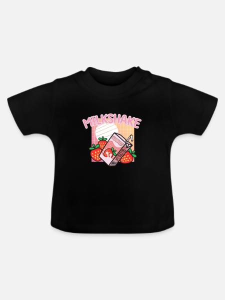 Milchshake Milchdrink Milch Geschenk - Baby Bio-T-Shirt mit Rundhals - Schwarz