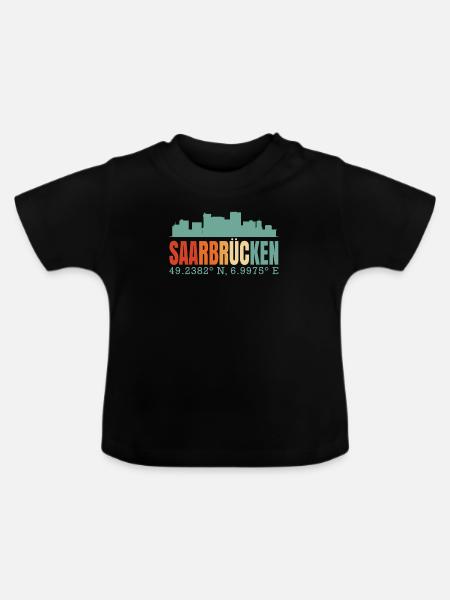Saarbrücken Skyline - Baby Bio-T-Shirt mit Rundhals - Schwarz