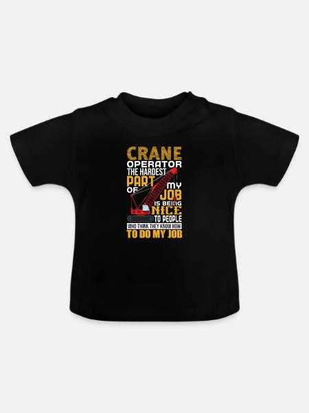 Kranführer Kran Geschenk - Baby Bio-T-Shirt mit Rundhals - Schwarz