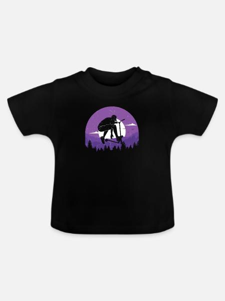 Scooter Roller Tretroller Geschenk - Baby Bio-T-Shirt mit Rundhals - Schwarz