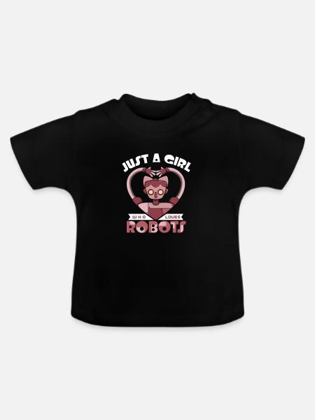 Roboter - Baby Bio-T-Shirt mit Rundhals - Schwarz