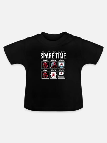 Roboter - Baby Bio-T-Shirt mit Rundhals - Schwarz
