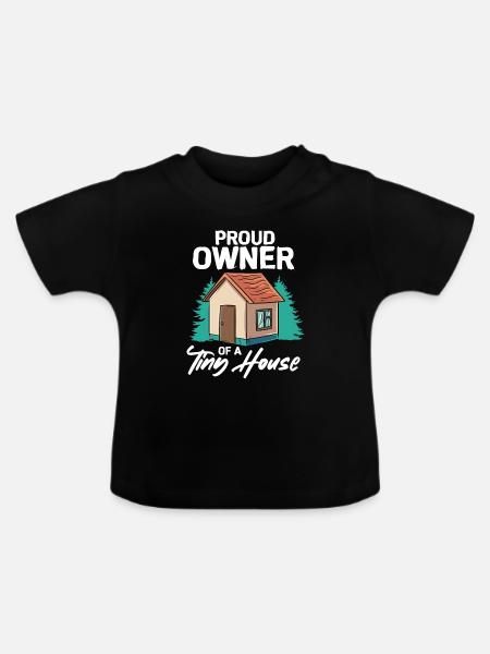Tiny House - Baby Bio-T-Shirt mit Rundhals - Schwarz