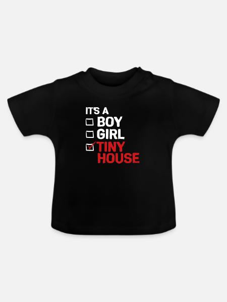 Tiny House - Baby Bio-T-Shirt mit Rundhals - Schwarz