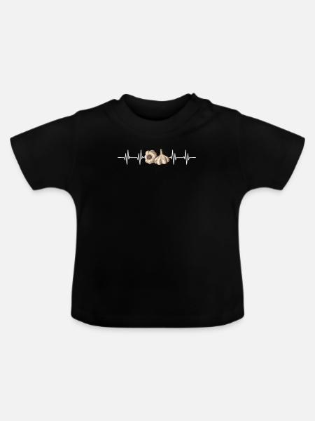 Knoblauch Knoblauchbrot Essen Geschenk - Baby Bio-T-Shirt mit Rundhals - Schwarz