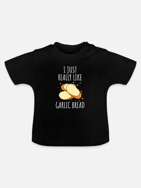 Knoblauch Knoblauchbrot Essen Geschenk - Baby Bio-T-Shirt mit Rundhals - Schwarz